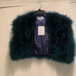 Badgley Mischka feather jacket